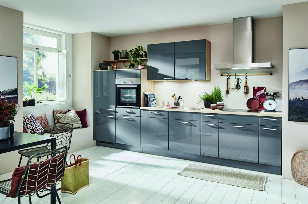 Nobilia Modern Grey High Gloss Kitchen | Kitchen Warehouse Winchester