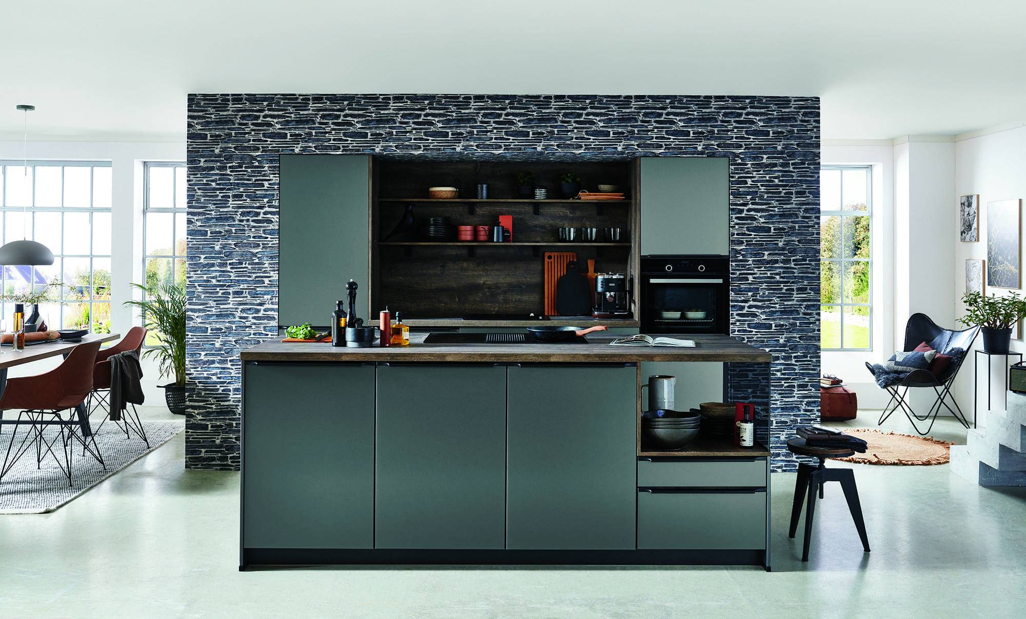 Nobilia Grey Metallic Look Compact Handleless Kitchen 2021 1 | MAS Kuchen, Reading