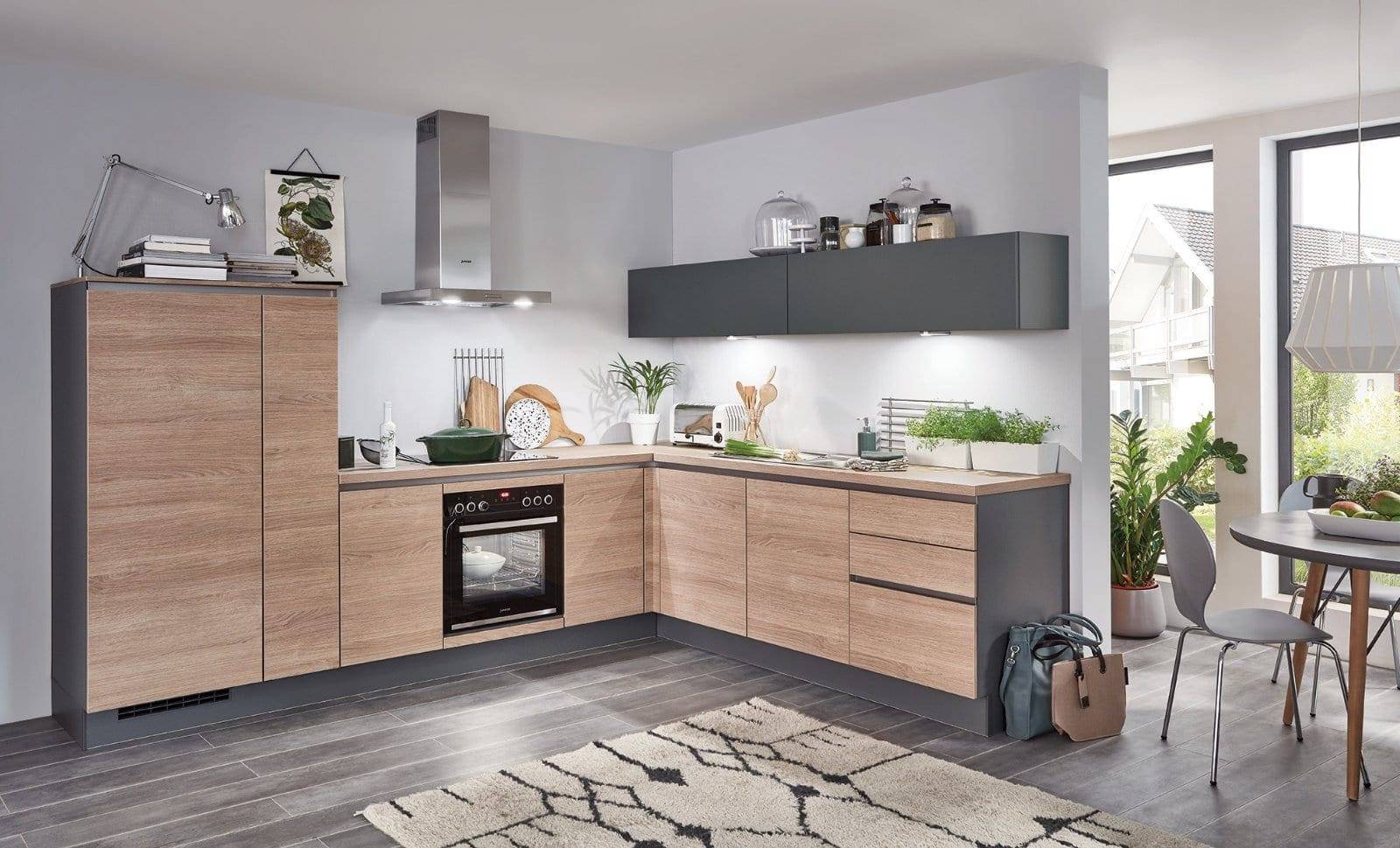 Nobilia Matt Wood Modern Handleless L Shaped Kitchen 2021 | MAS Kuchen, Reading