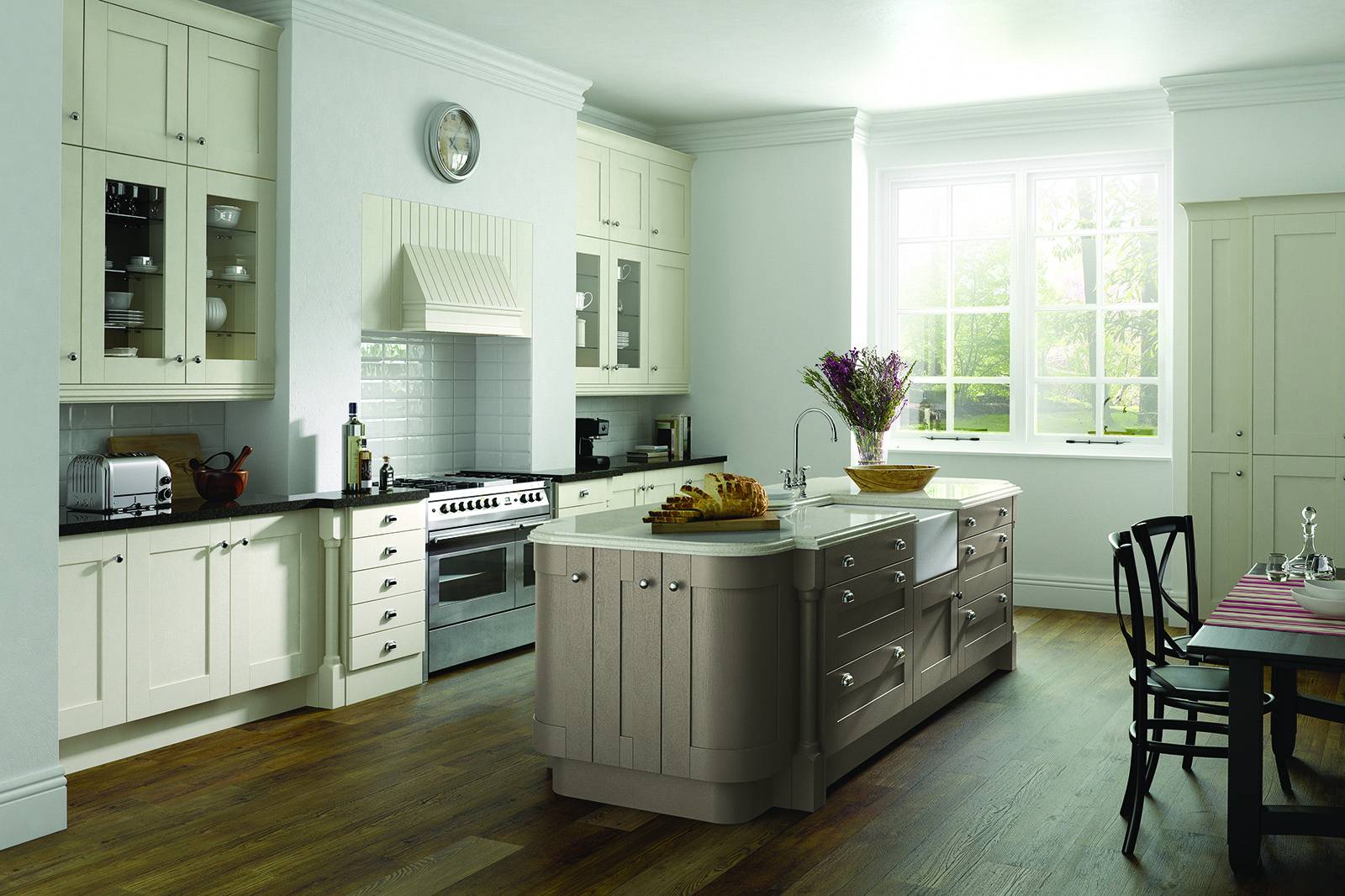 Painted Ivory And Hickory Wood Shaker 1 | Net Kitchens, Walthamstow