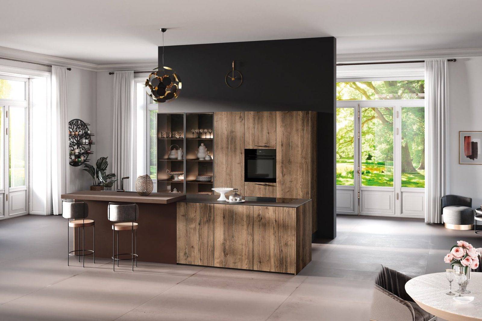 Rotpunkt Tin Filled Oak Dark Wood Kitchen 2021 | Net Kitchens, Walthamstow