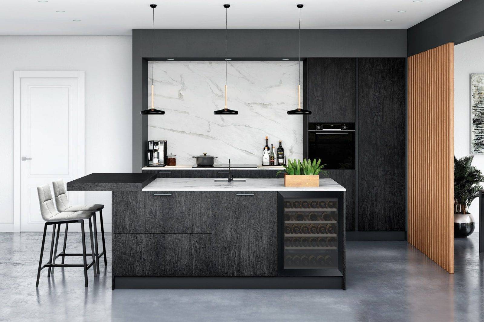 Rotpunkt Memory Burned Wood With Textured Paint Finish | Net Kitchens, Walthamstow
