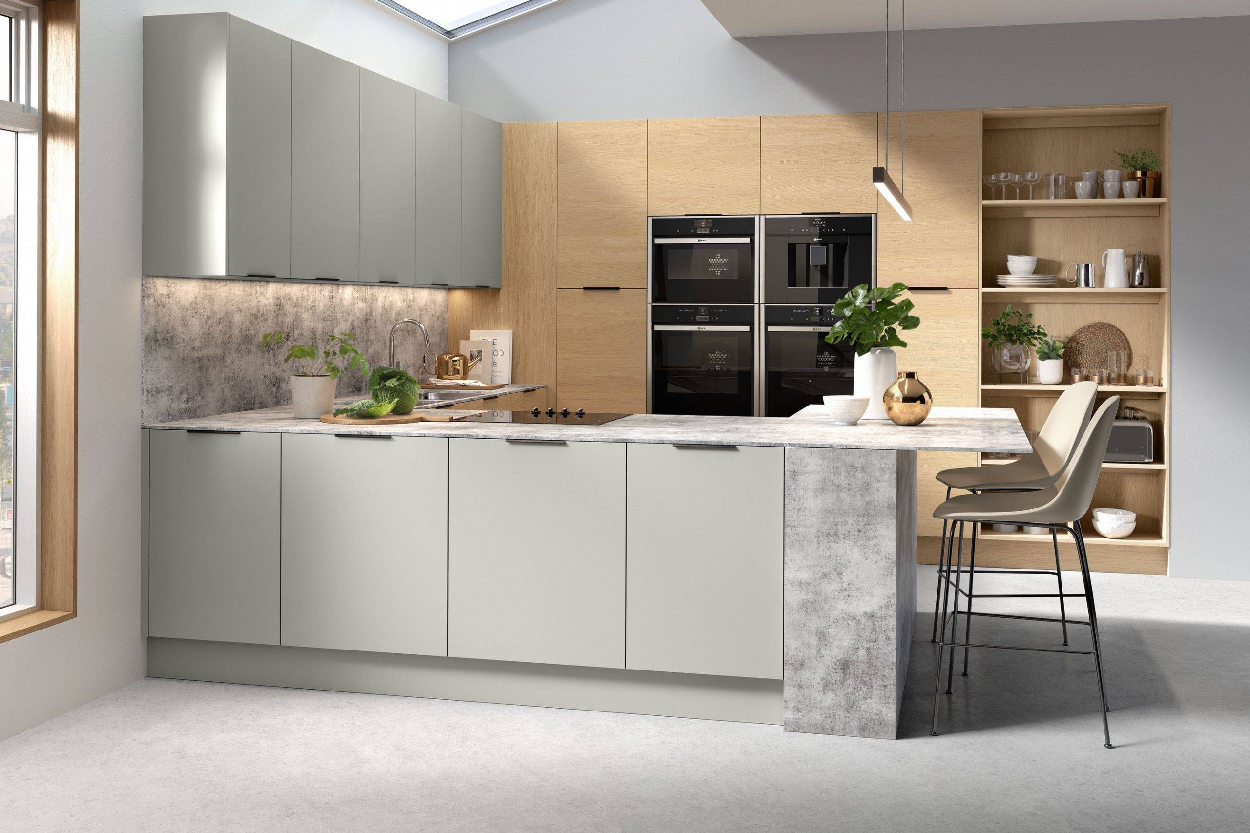 Contemporary Vogue Light Grey And Lissa Oak | Net Kitchens, Walthamstow