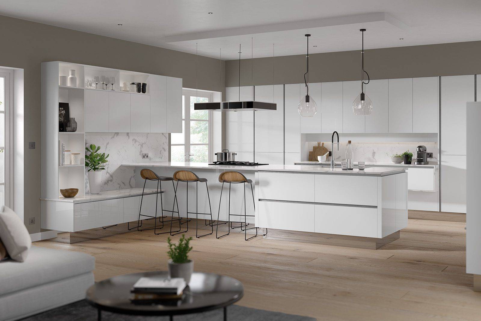 Oblique Gloss White | Net Kitchens, Walthamstow