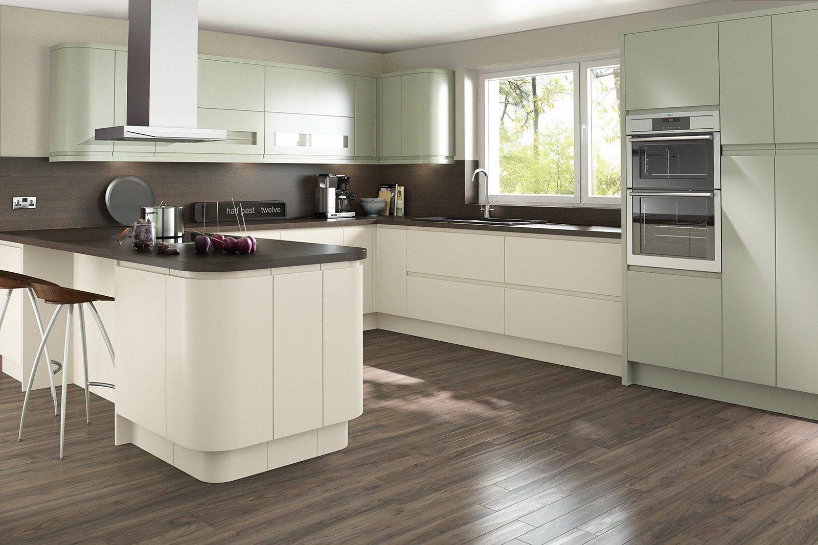In Line Painted Ivory And Green | Net Kitchens, Walthamstow