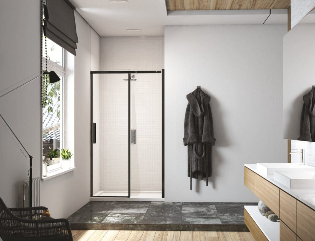 Merlyn Black Sliding Door In Recess Black Seals | Ng Bespoke, Cheshire