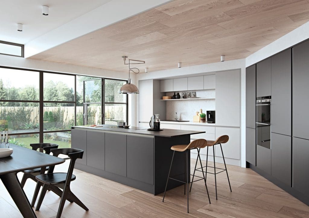 Zola Soft Matte Graphite And Light Grey Modern Kitchen | Ng Bespoke, Cheshire
