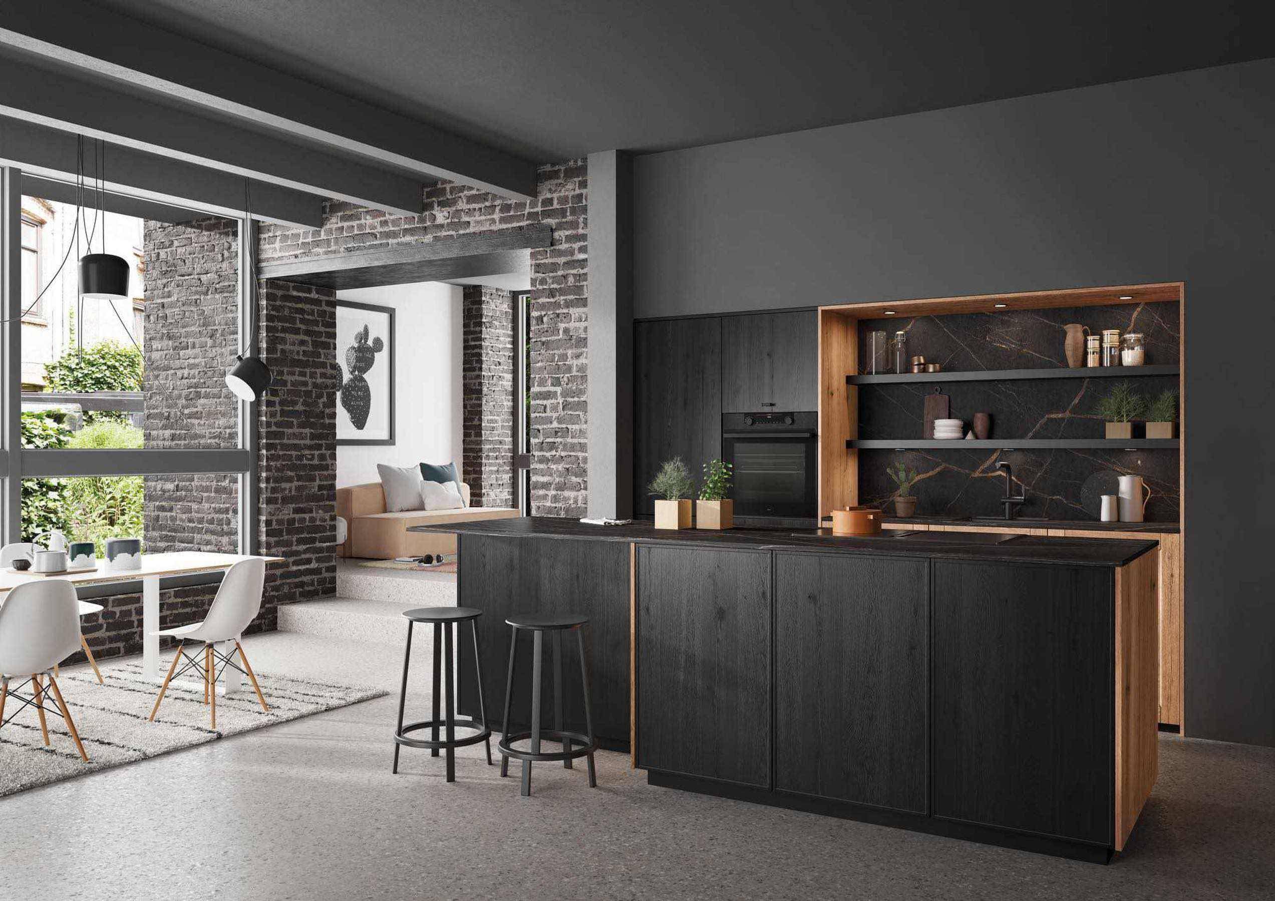 Rotpunkt Dark Wood Kitchen With Island 3 | Swans of Gravesend, Kent