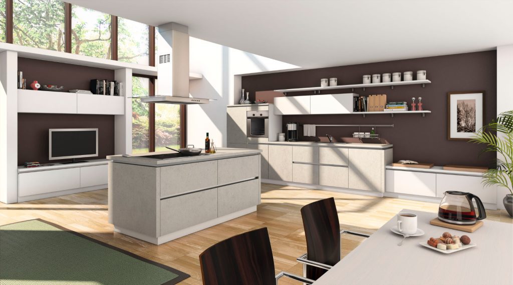 Bauformat Concrete Handleless Open Plan Kitchen With Island 2 | Torben Schmid Kitchens, Truro