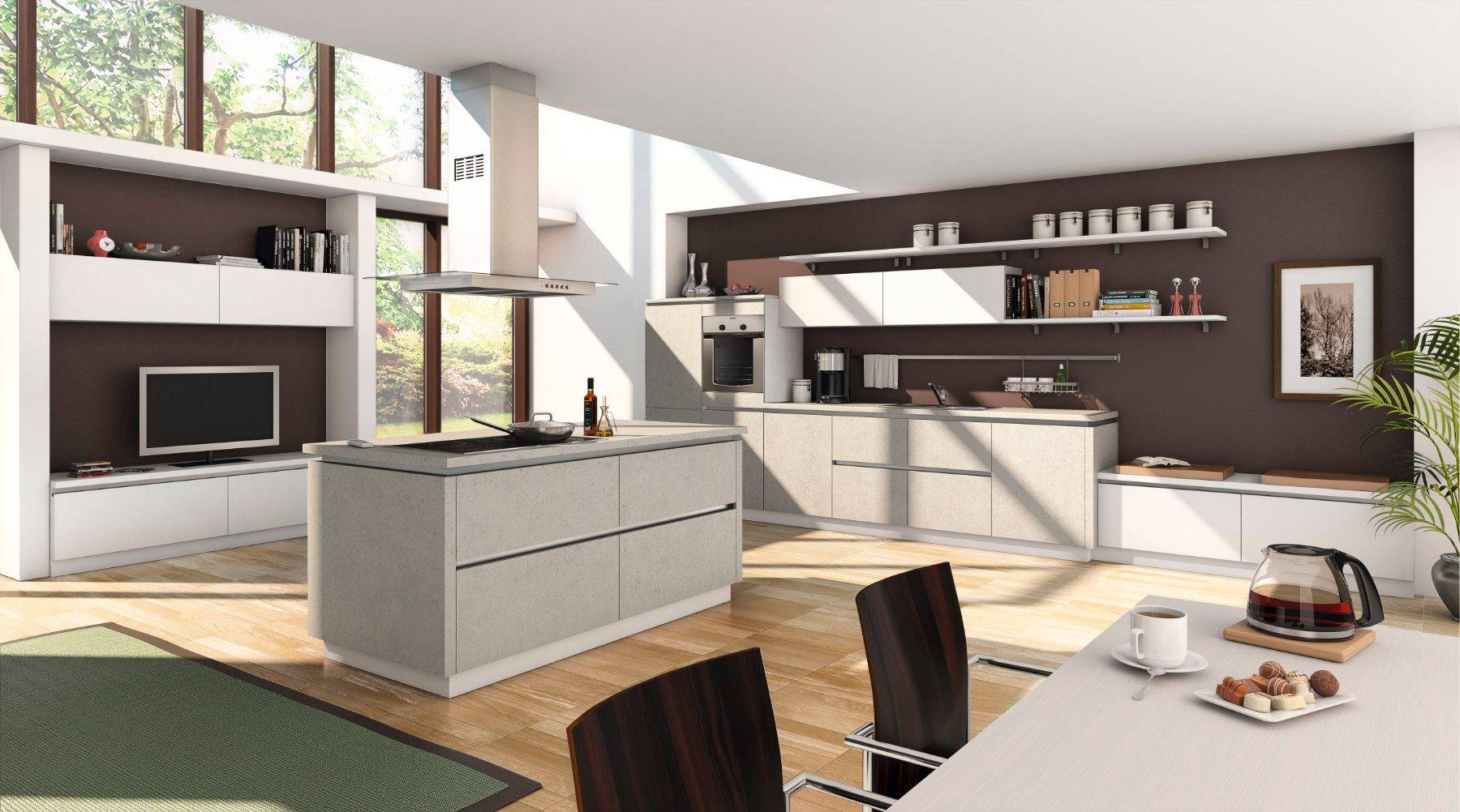 Bauformat Concrete Handleless Open Plan Kitchen With Island 3 | Torben Schmid Kitchens, Truro