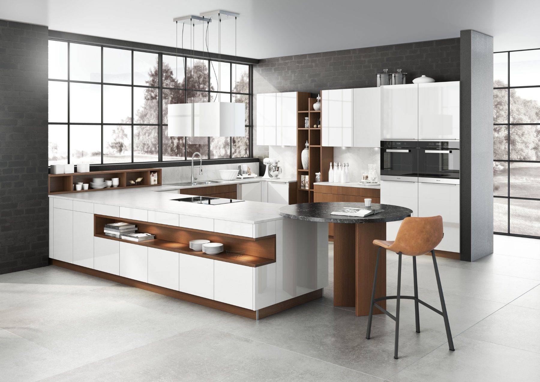 Bauformat High Gloss White U Shaped Handleless Kitchen | Torben Schmid Kitchens, Truro