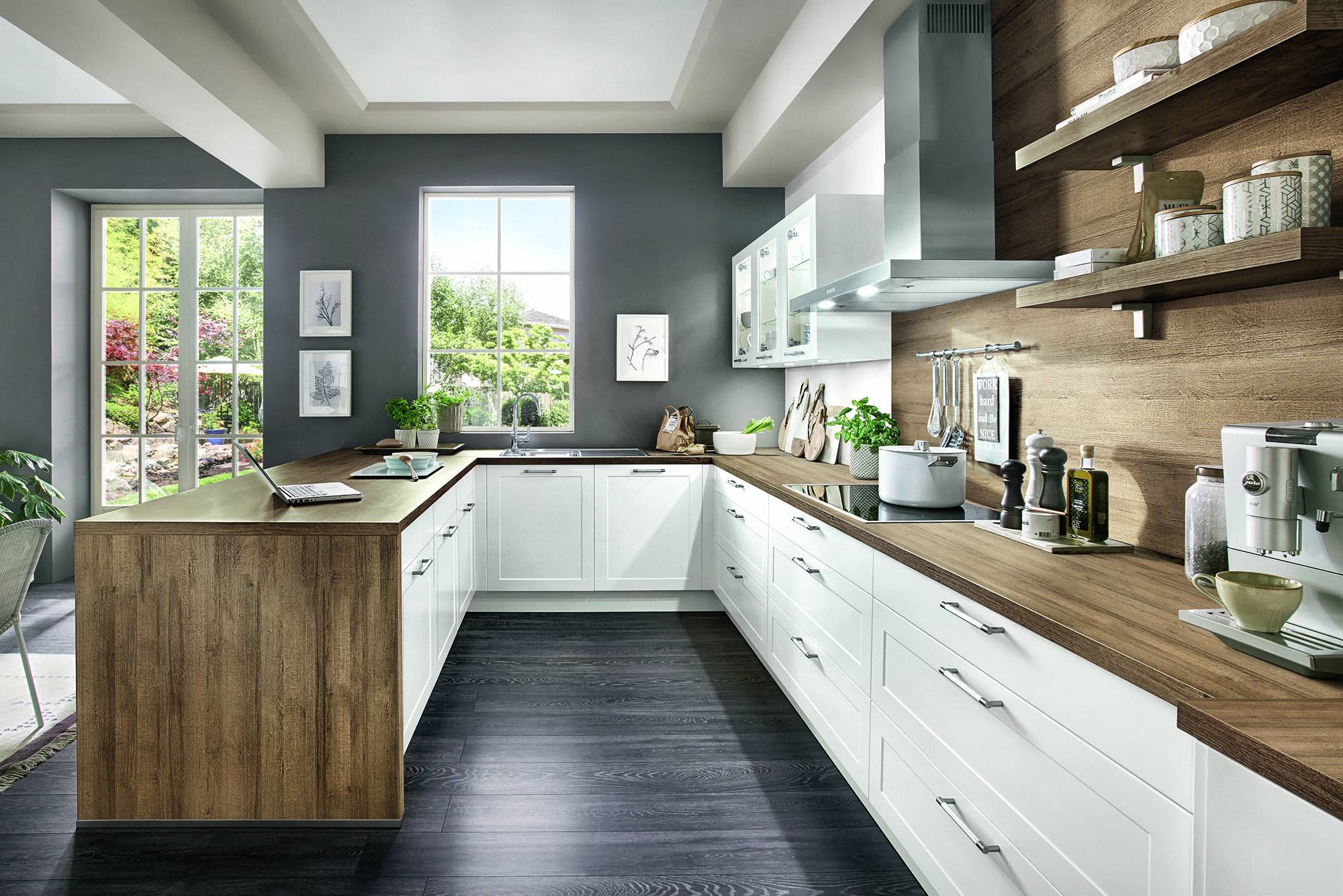 Nobilia Matt White Wood Shaker U Shaped Kitchen 2021 | Lead Wolf, Peterborough
