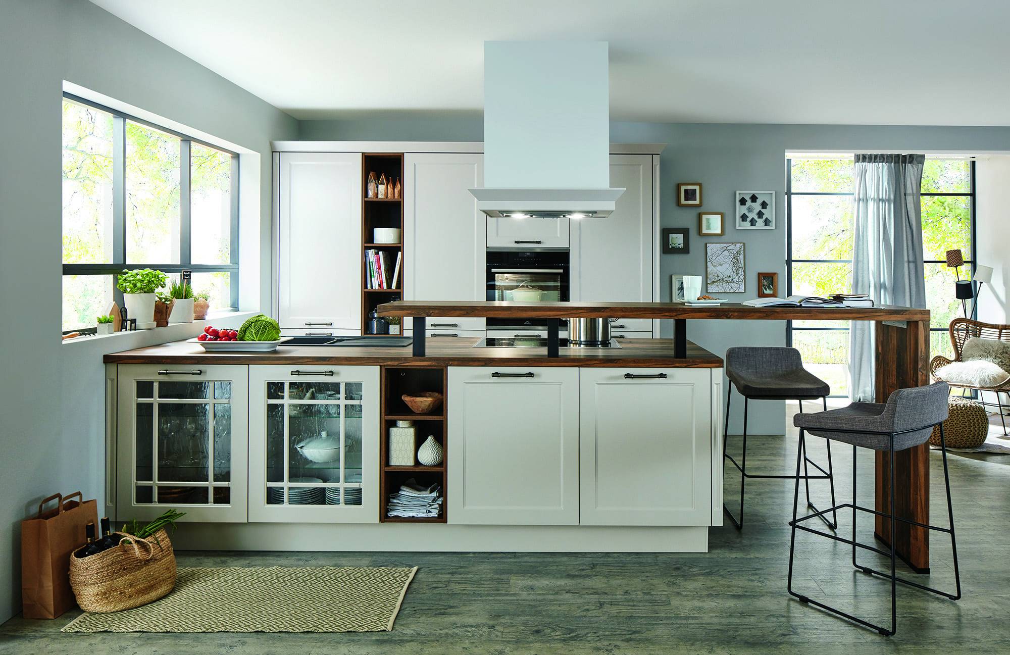 Nobilia Matt White Wood Shaker Open Plan Kitchen With Island 2021 1 | Kutchenhaus, Chester