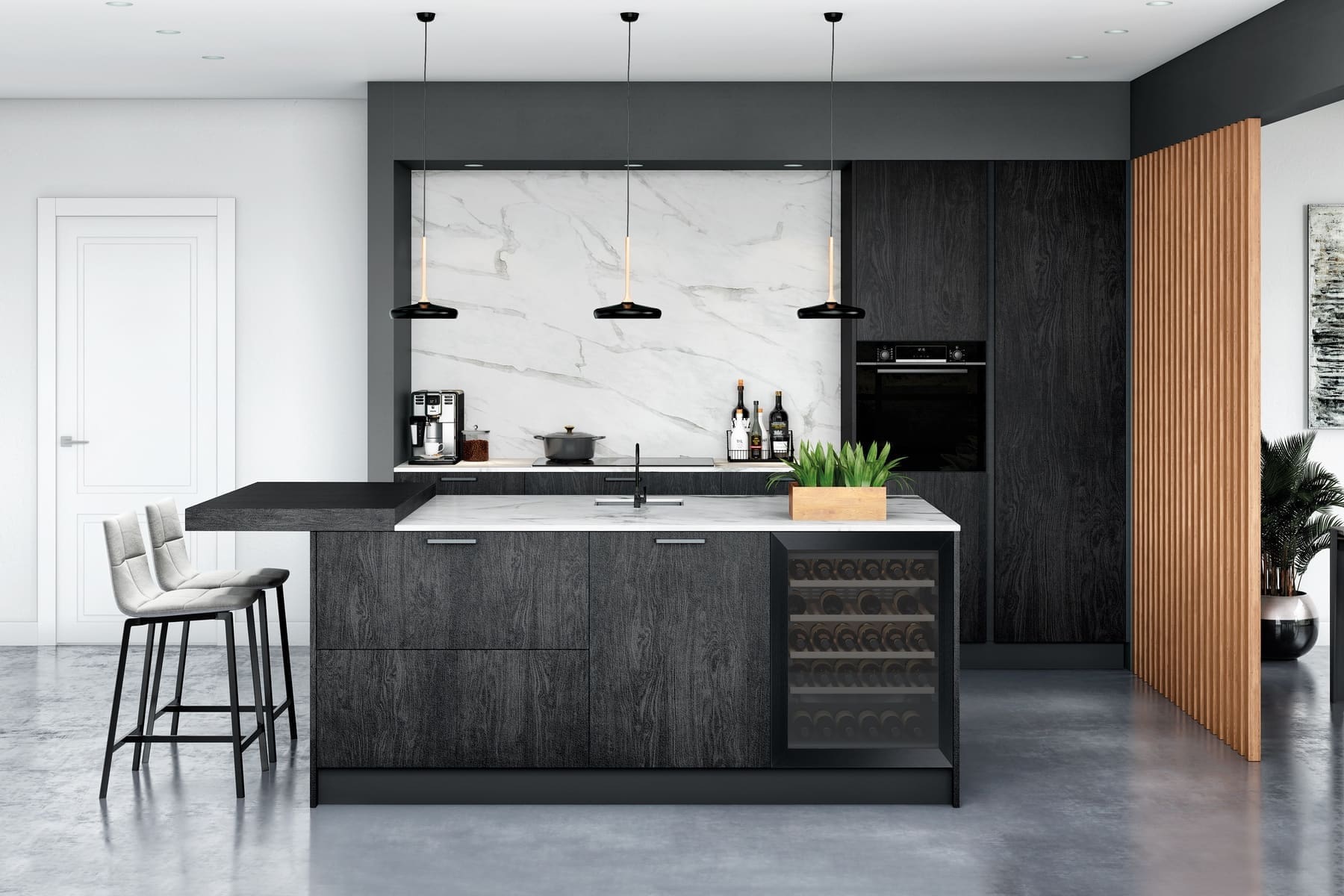 Rotpunkt Dark Wood Kitchen With Island | John Willox Kitchen Design, Ellon