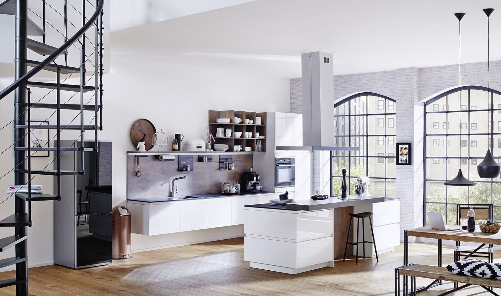 Rotpunkt White Gloss Open Plan Kitchen | John Willox Kitchen Design, Ellon