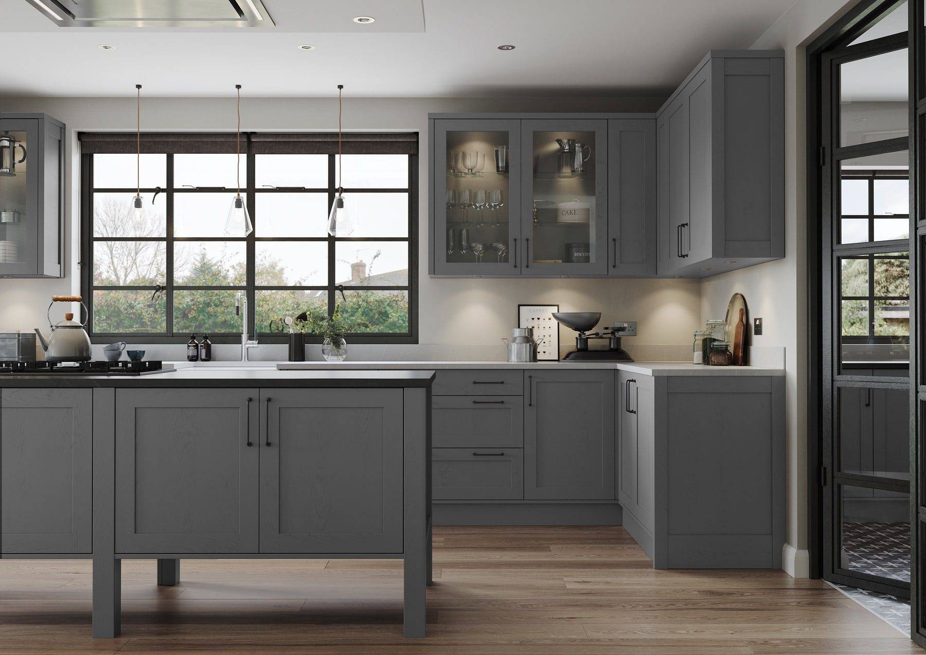 Aldana Dust Grey L Shaped Shaker Kitchen | Colourhill, Mansfield