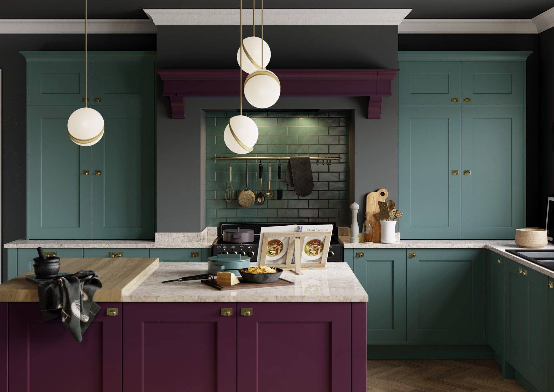 Florence Deep Heather And Viridian Shaker Kitchen | Colourhill, Mansfield