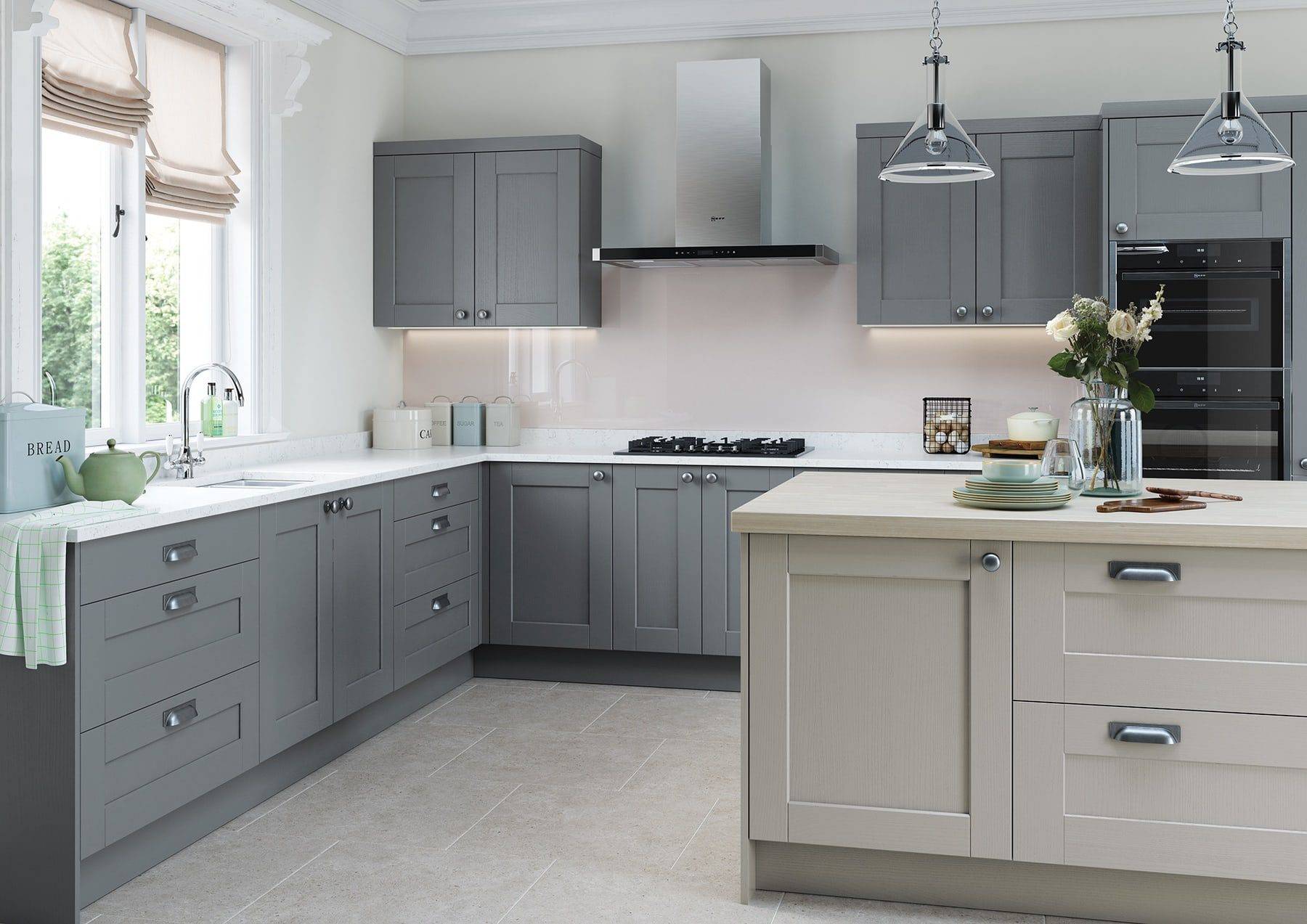 Kensington Light Grey And Dust Grey Shaker Kitchen | Colourhill, Mansfield