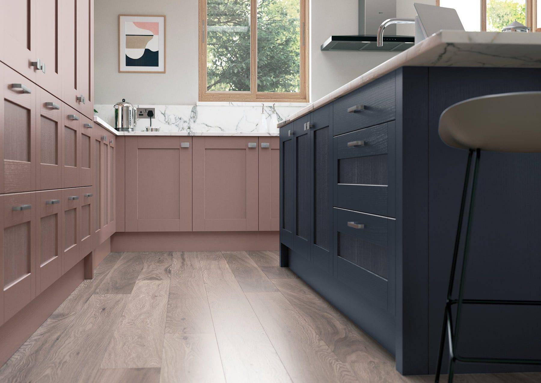 Madison Vintage Pink And Slate Blue Shaker Kitchen | Colourhill, Mansfield