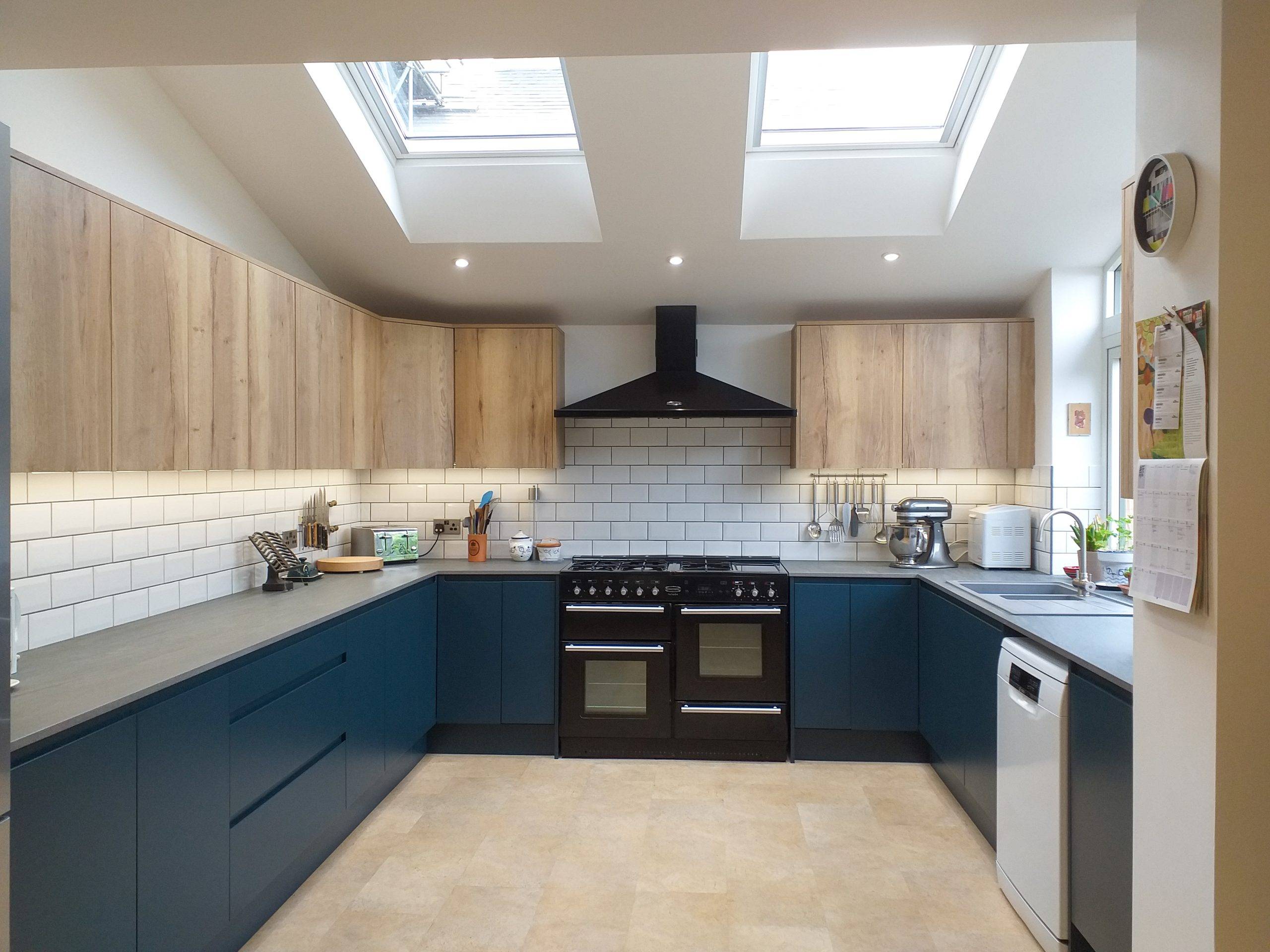 Blue Marine Kitchen Featuring Halifax Oak | Colourhill, Mansfield
