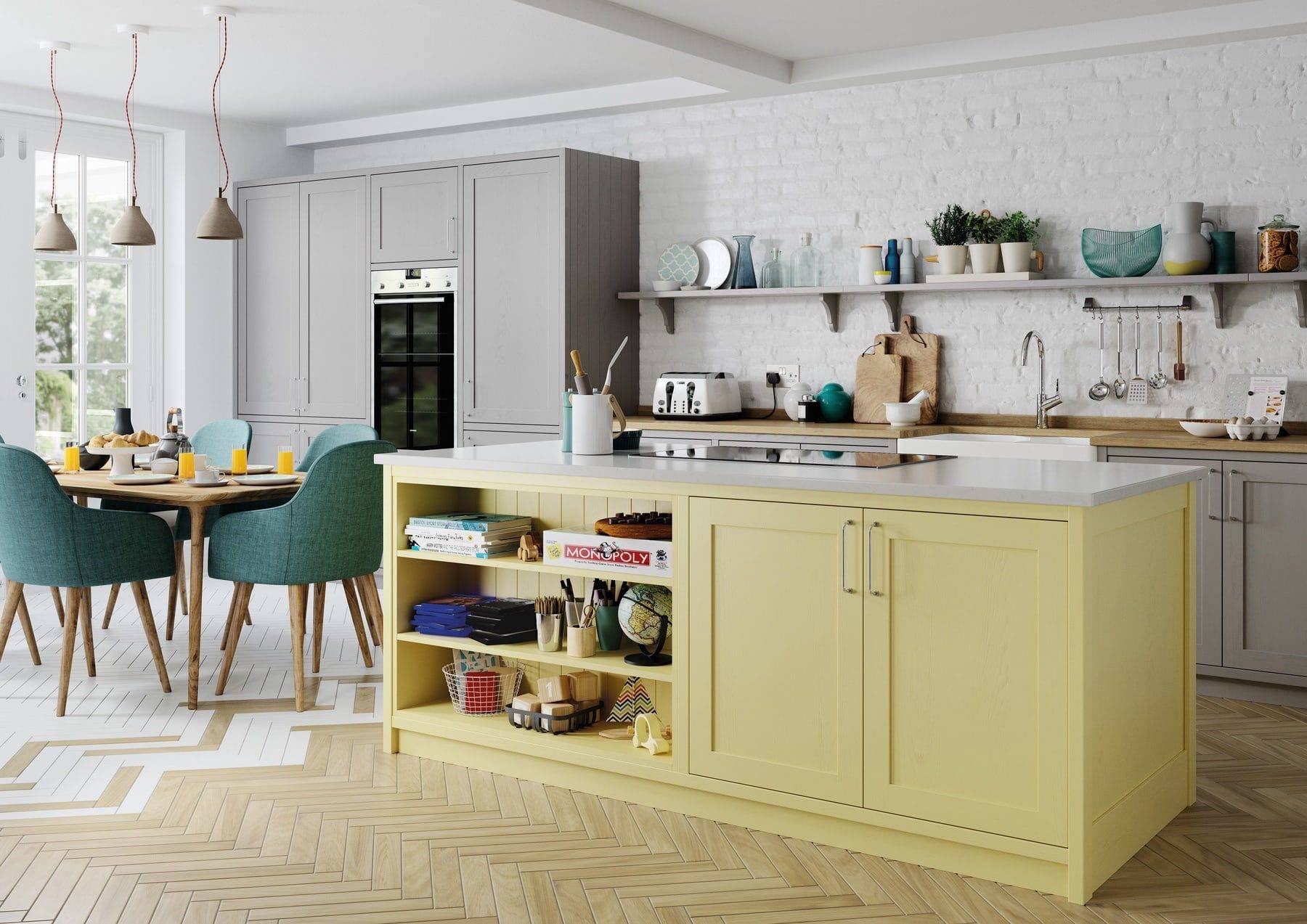 Aldana Cms Yellow And Dust Grey Shaker Kitchen | Colourhill, Mansfield