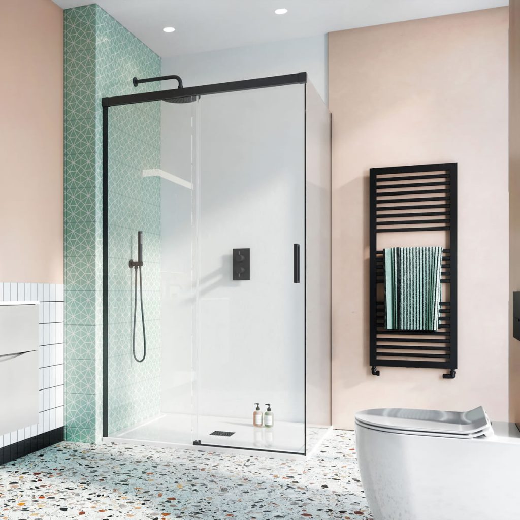 Design 8 Mb Single Sliding Door With Side Panel | Cambridgeshire Bathrooms, Cambridge