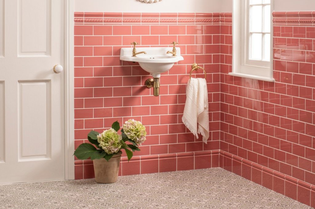Original Style Artworks Duchy Pink Skirting Half Tile Omega Rope Albert With Vft Salisbury Green 03 | Cambridgeshire Bathrooms, Cambridge