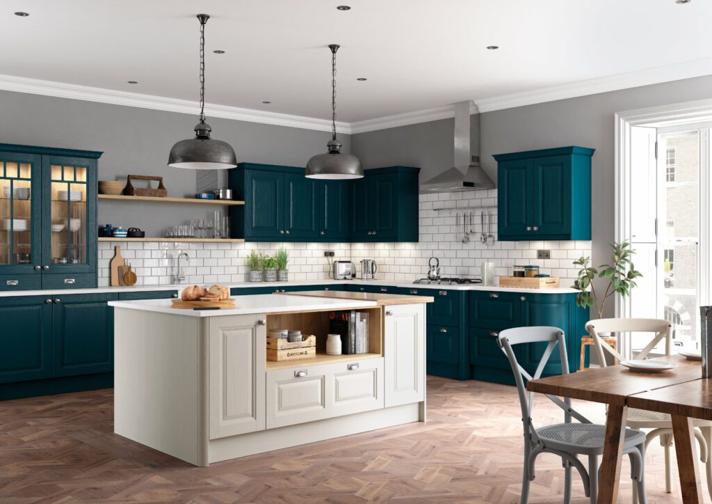 Daval Vibrant Open Plan Shaker Kitchen 2 | Alon Interiors, Kent