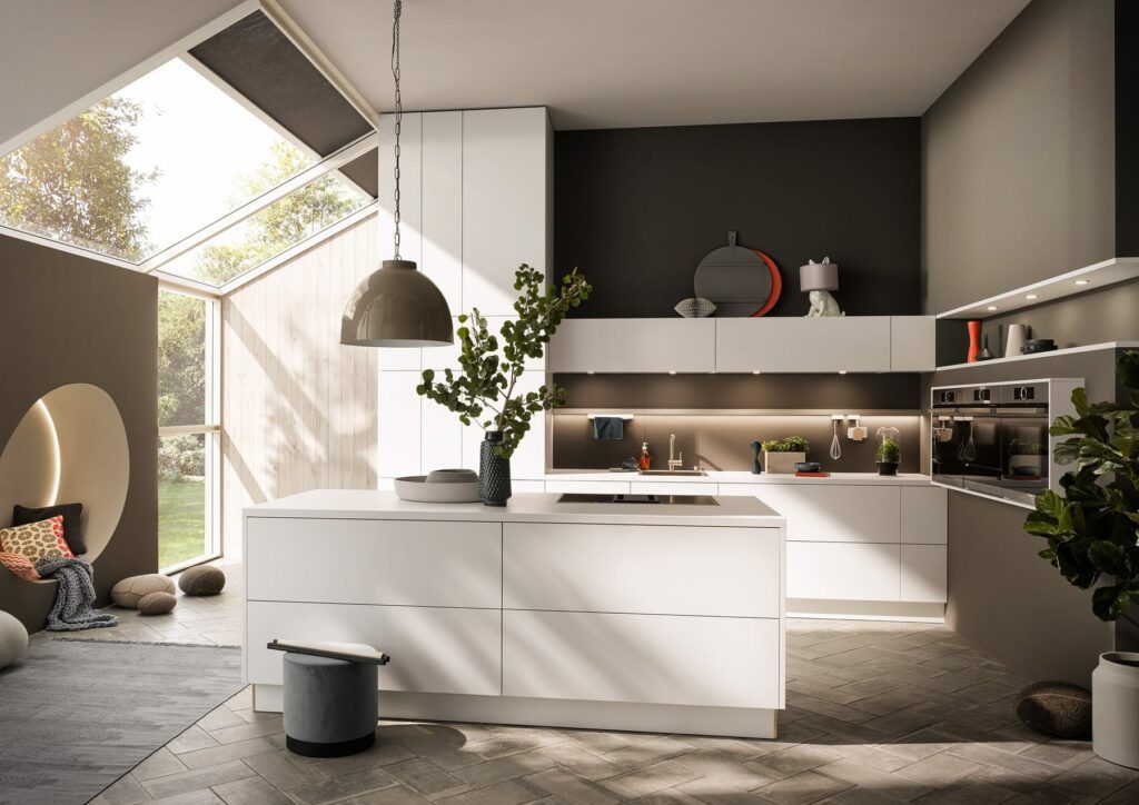 Modern Matt Handleless Kitchen With Island | Alon Interiors, Kent