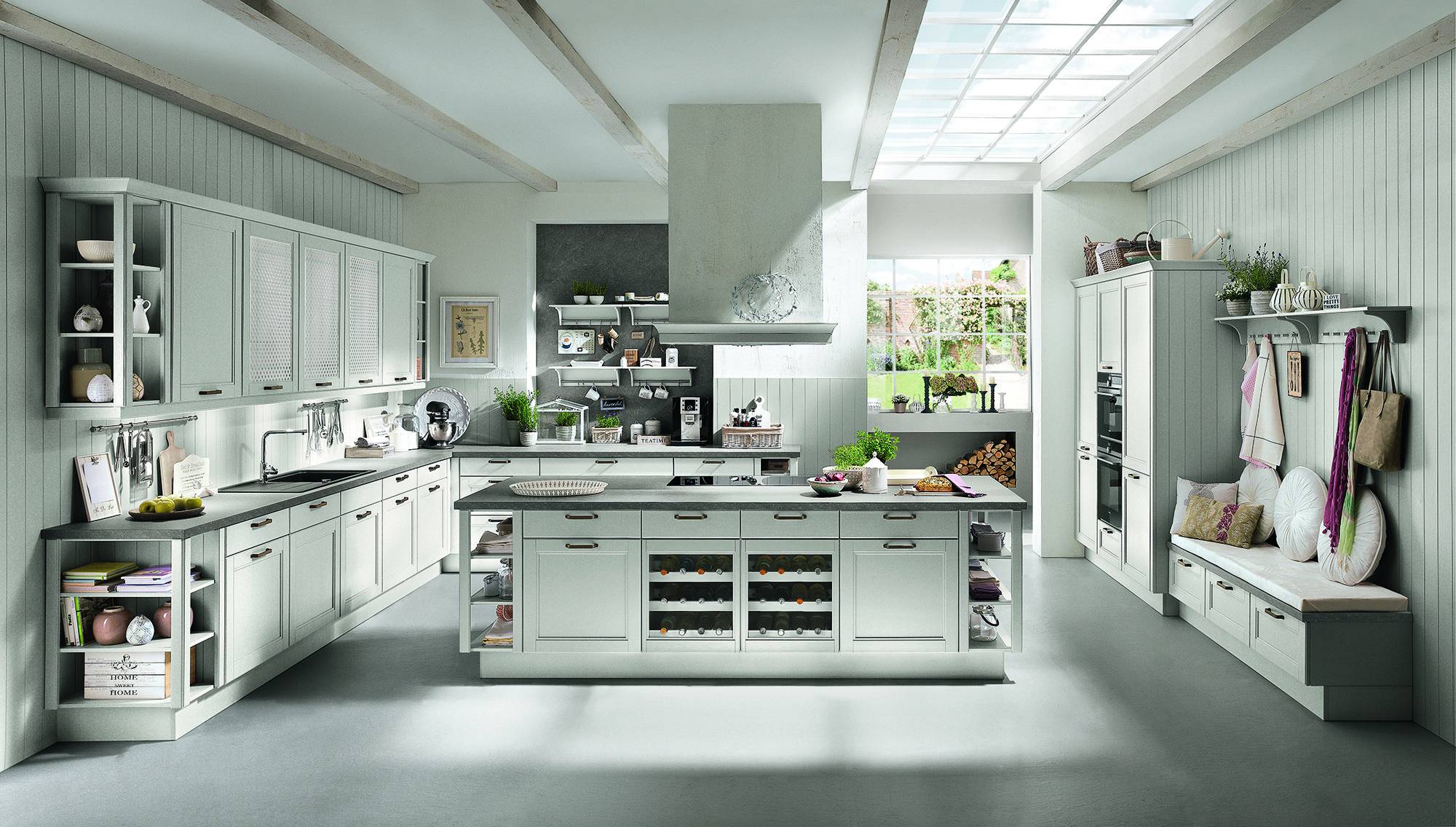 Noblia Matt White Shaker Open Plan Kitchen With Island 2021 | Alon Interiors, Kent