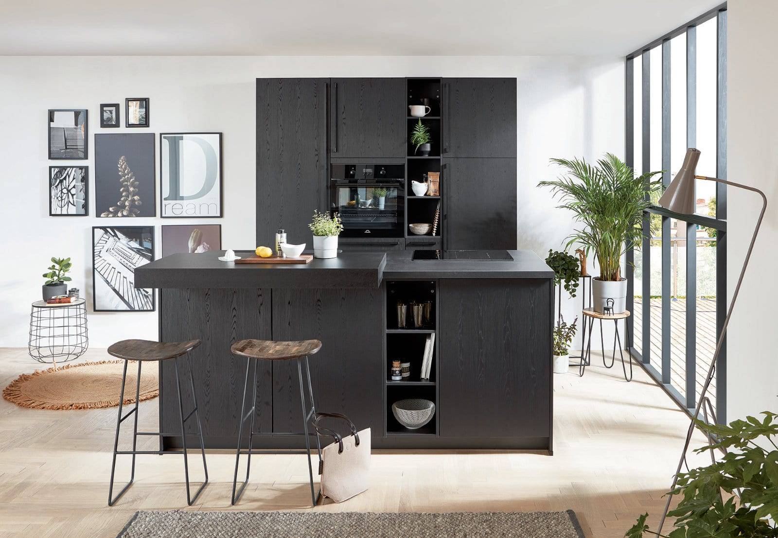 Nobilia Dark Compact Handleless Kitchen With Island 2021 1 | Alon Interiors, Kent