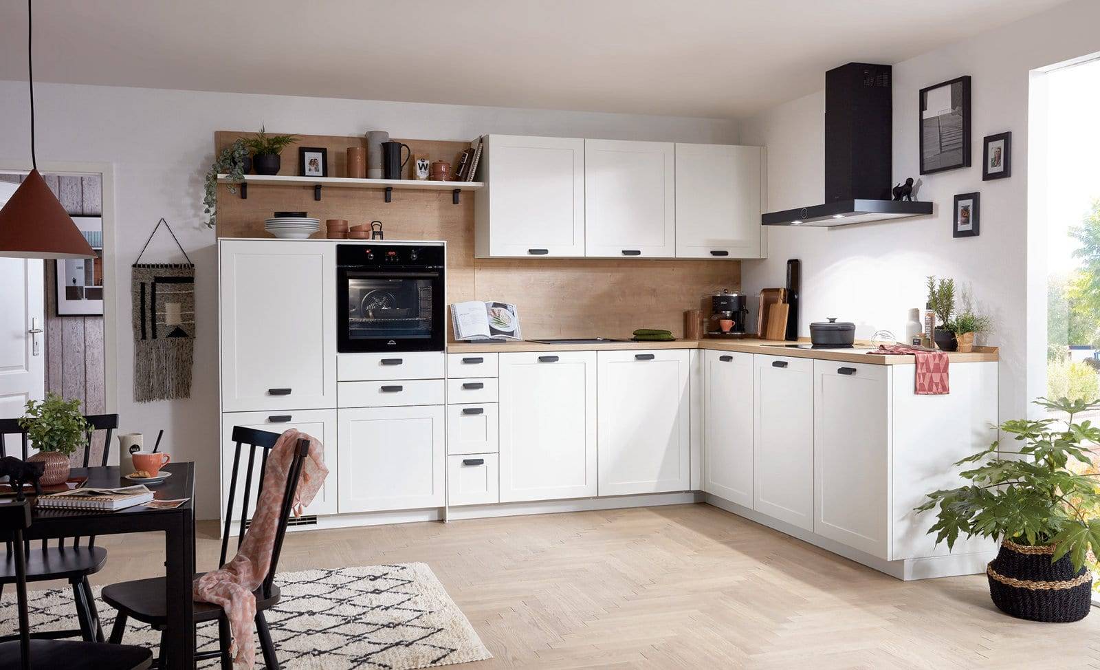 Nobilia Matt White Wood Shaker L Shaped Kitchen 2021 | Alon Interiors, Kent