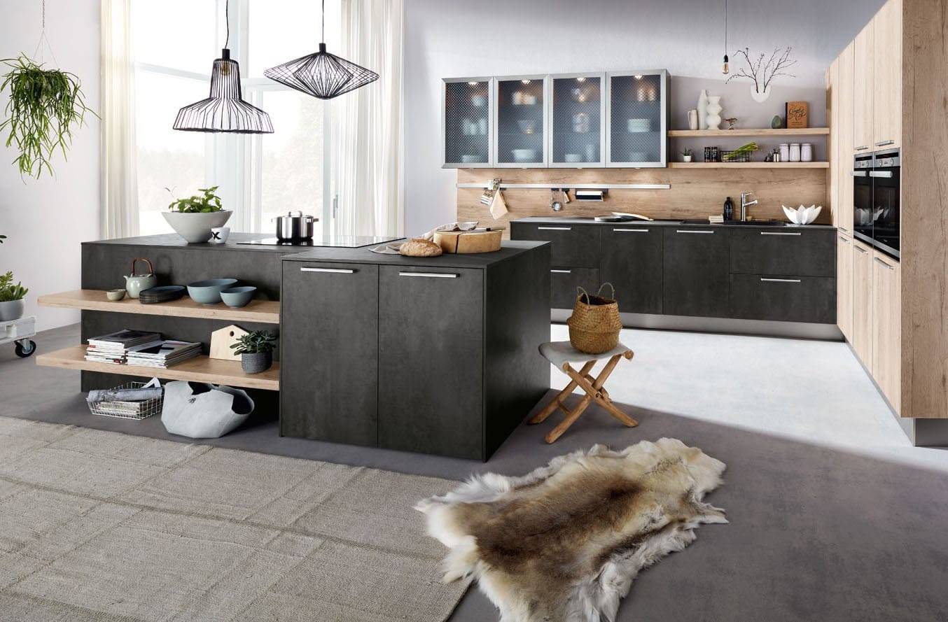 Dark Concrete Wood Kitchen With Island | Alon Interiors, Kent