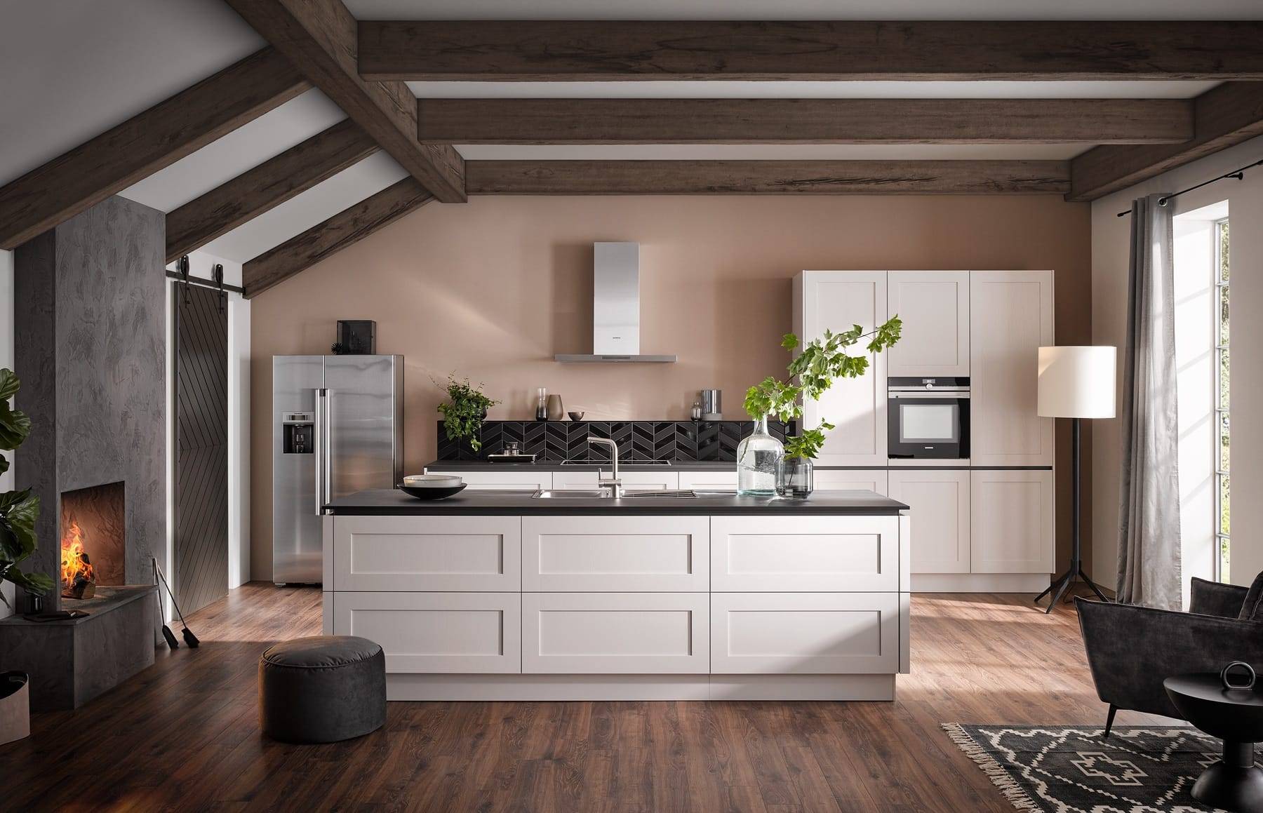 White Shaker Open Plan Kitchen With Island | Alon Interiors, Kent