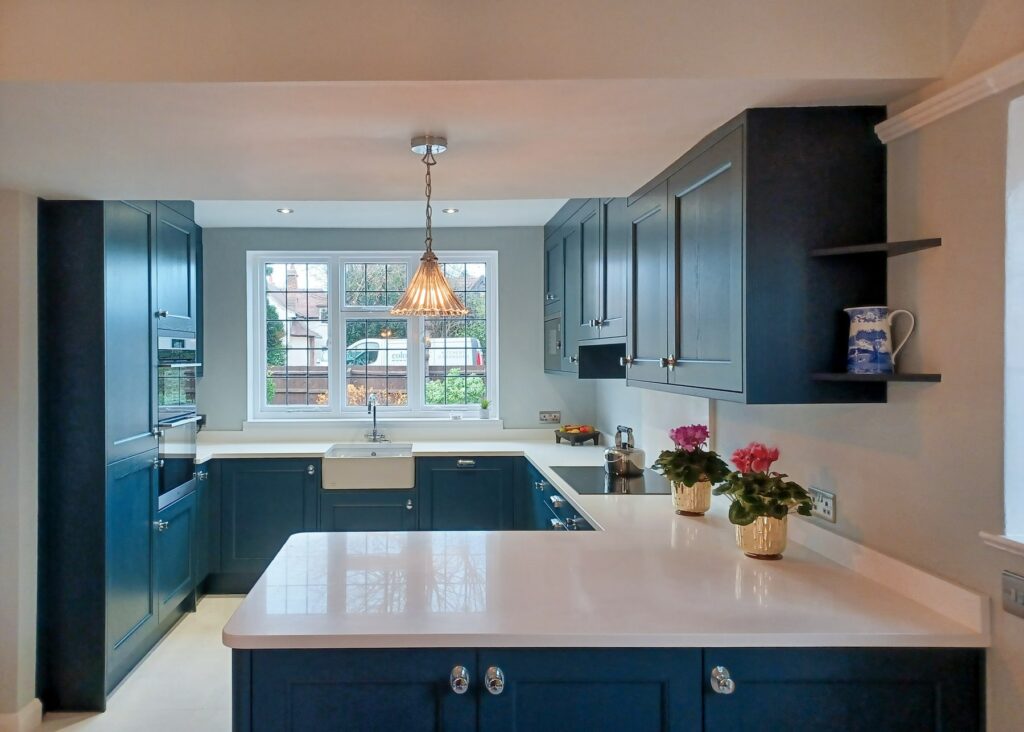 Beaded Shaker Kitchen In Dark Blue 3 1 | Colourhill, Chesterfield