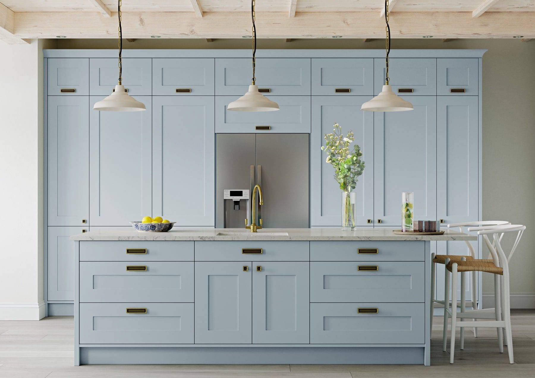 Georgia Pantry Blue Shaker Kitchen With Island | Colourhill, Mansfield