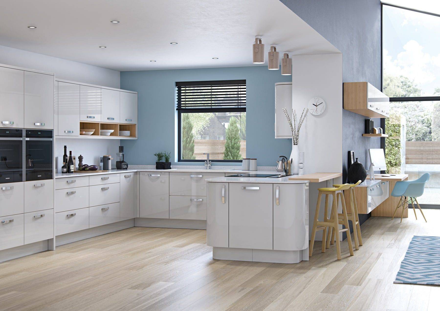 Zola Gloss Light Grey U Shaped Kitchen | Colourhill, Mansfield