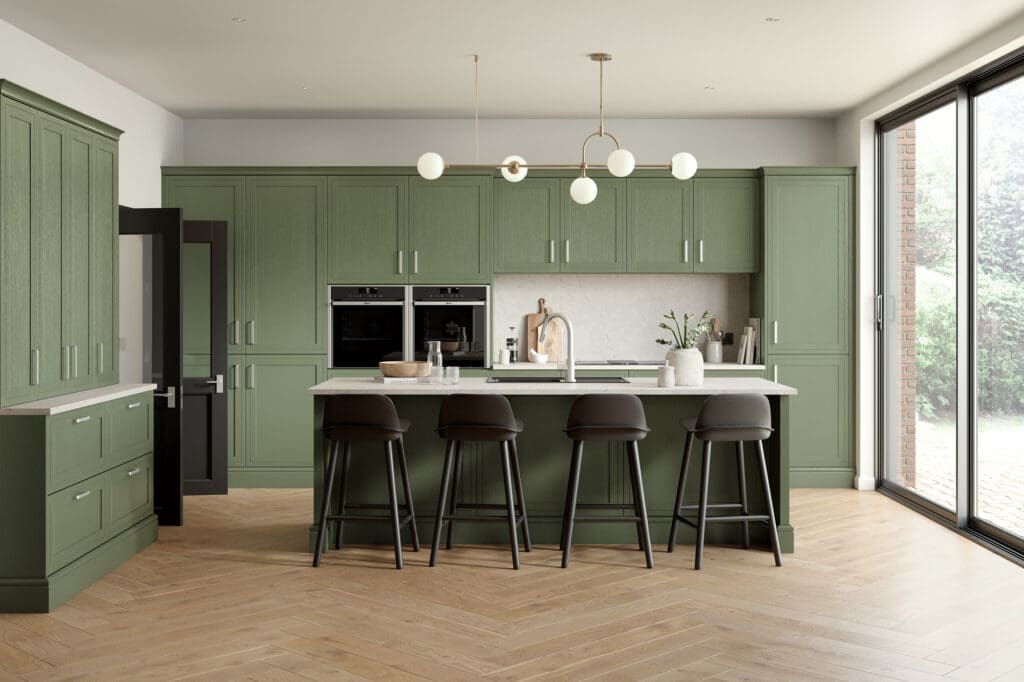 CGI Kitchen Painted Campbell Moss Green RGB | Rowe Fitted Interiors