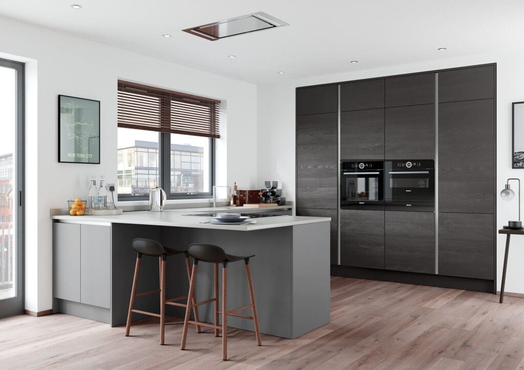 Zola Soft Matte Dust Grey and Tavola Hacienda Black Main Shoot RGB | Rowe Fitted Interiors