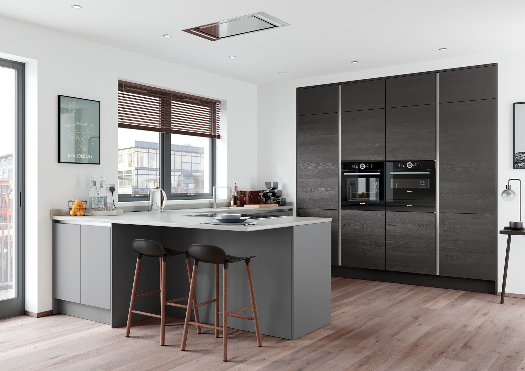 Zola Soft Matte Dust Grey and Tavola Hacienda Black Main Shoot RGB | Rowe Fitted Interiors