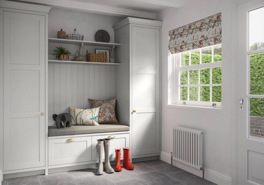 Clifden Vintage Pink Light Grey Classic Traditional Kitchen 5 Stori | Rowe Fitted Interiors