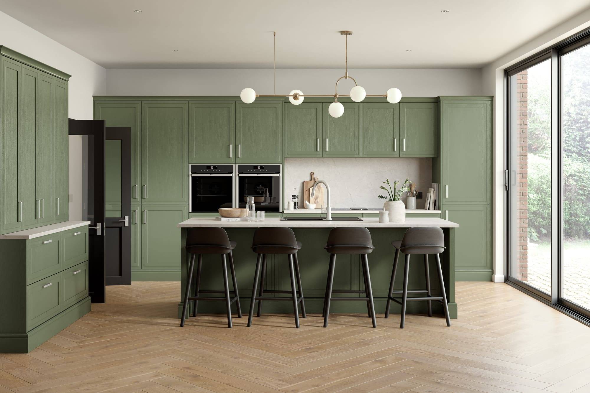 CGI Kitchen Painted Campbell Moss Green RGB | Rowe Fitted Interiors