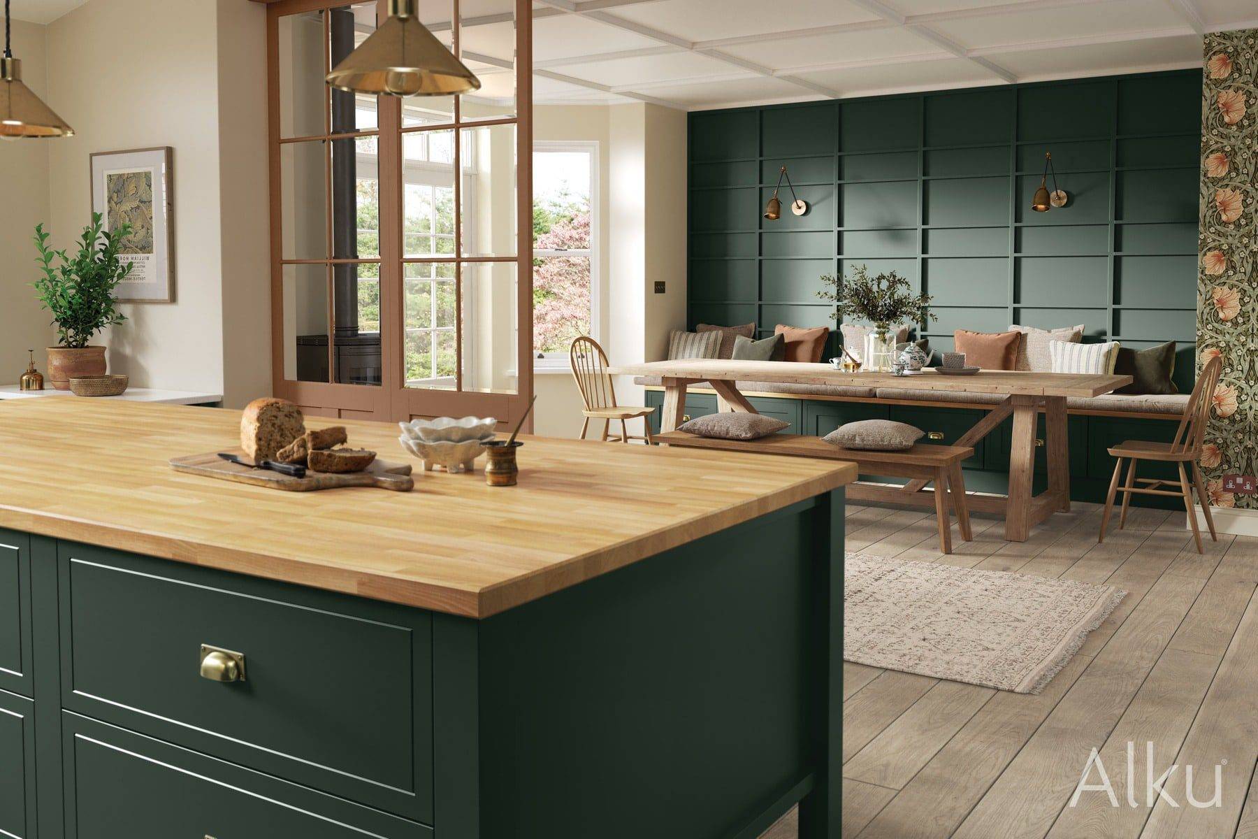 Alku Green Open Plan Kitchen | Rowe Fitted Interiors, Hoylake