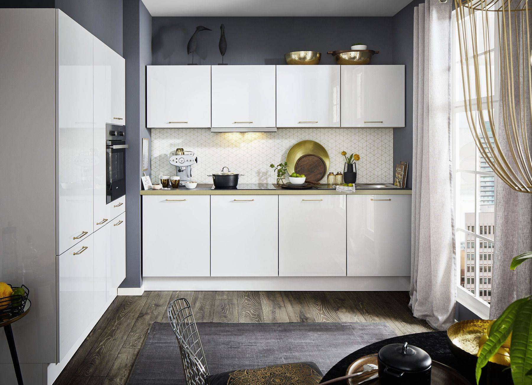 Bauformat White Gloss L Shaped Kitchen 1 | Rowe Fitted Interiors, Hoylake