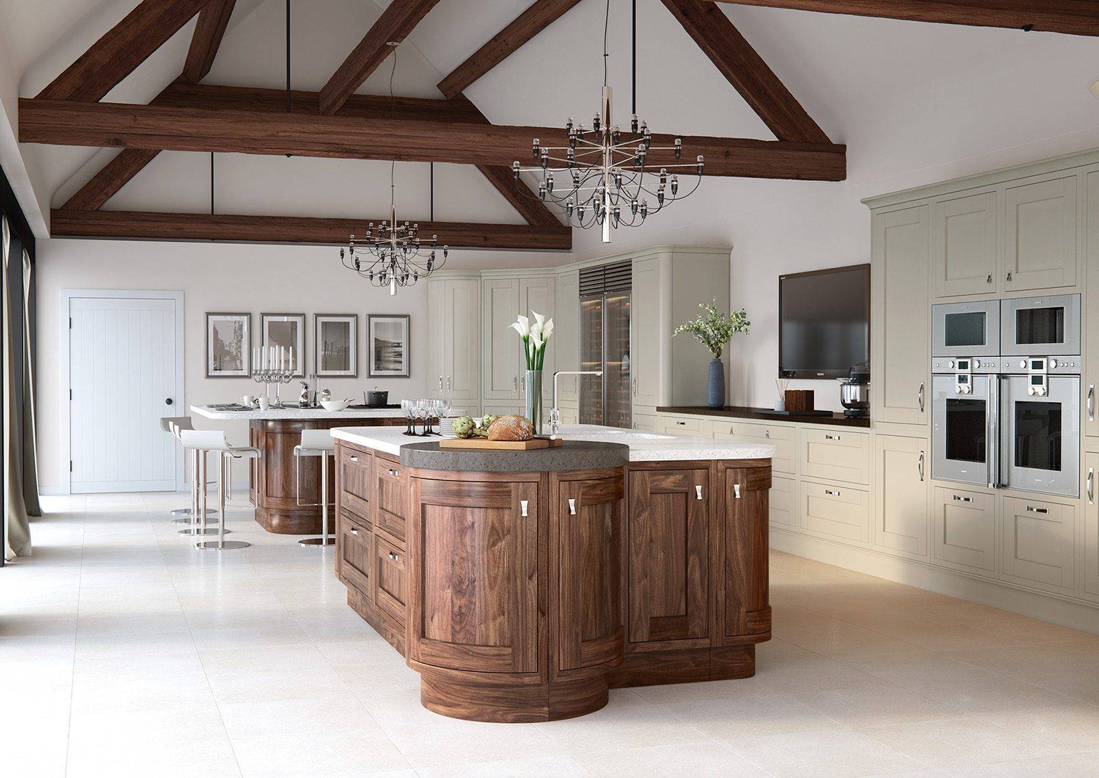 Aisling In Frame Traditional Kitchen With Curved Island 1 | Rowe Fitted Interiors, Hoylake