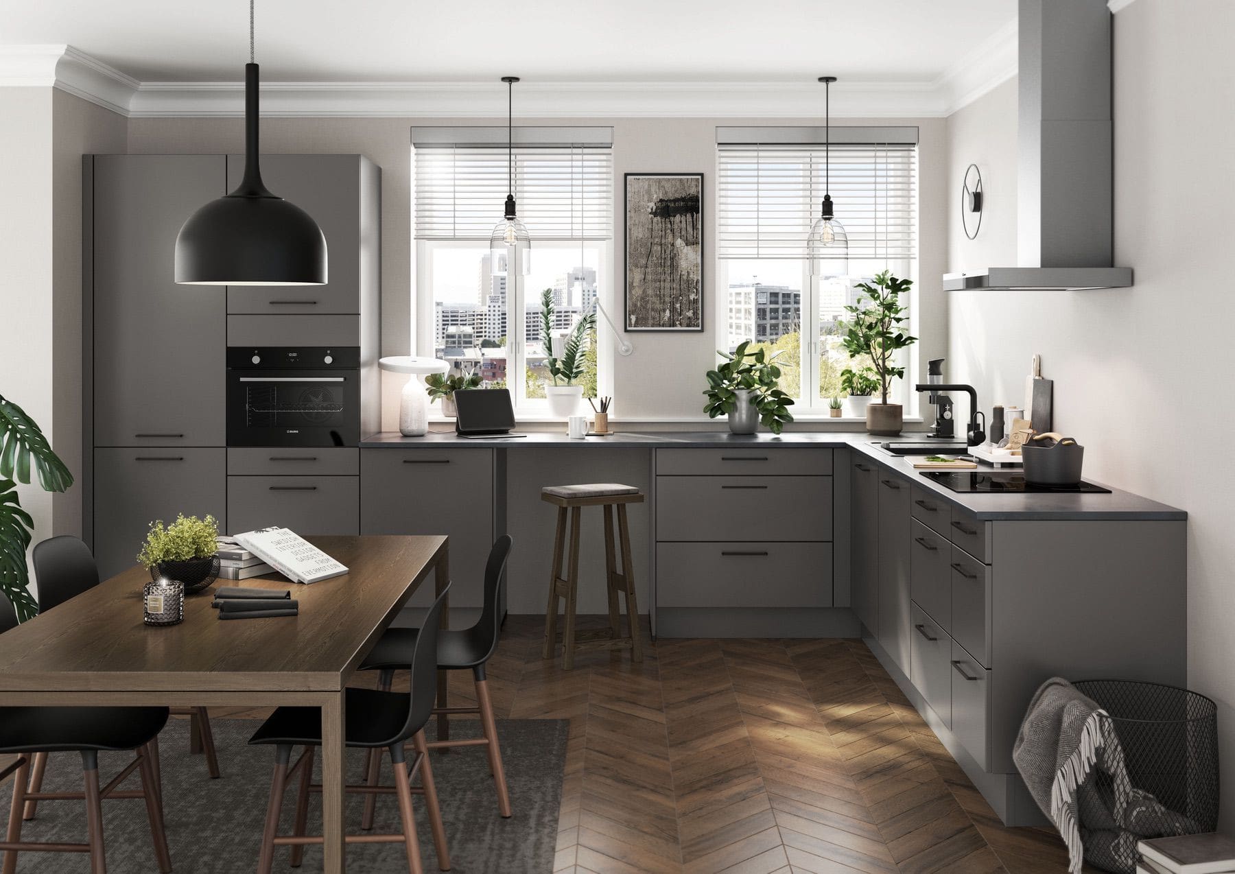 Bauformat Grey L Shaped Kitchen 1 | Rowe Fitted Interiors