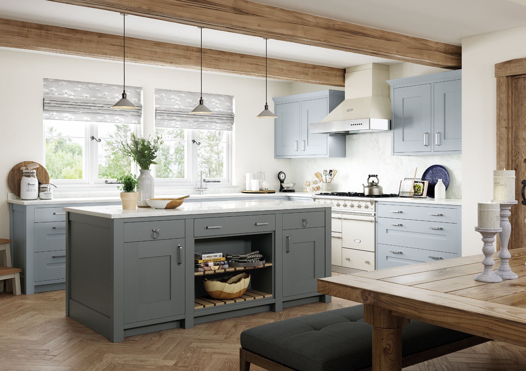 Kitchen Stori Blue Grey Shaker Kitchen | Rowe Fitted Interiors