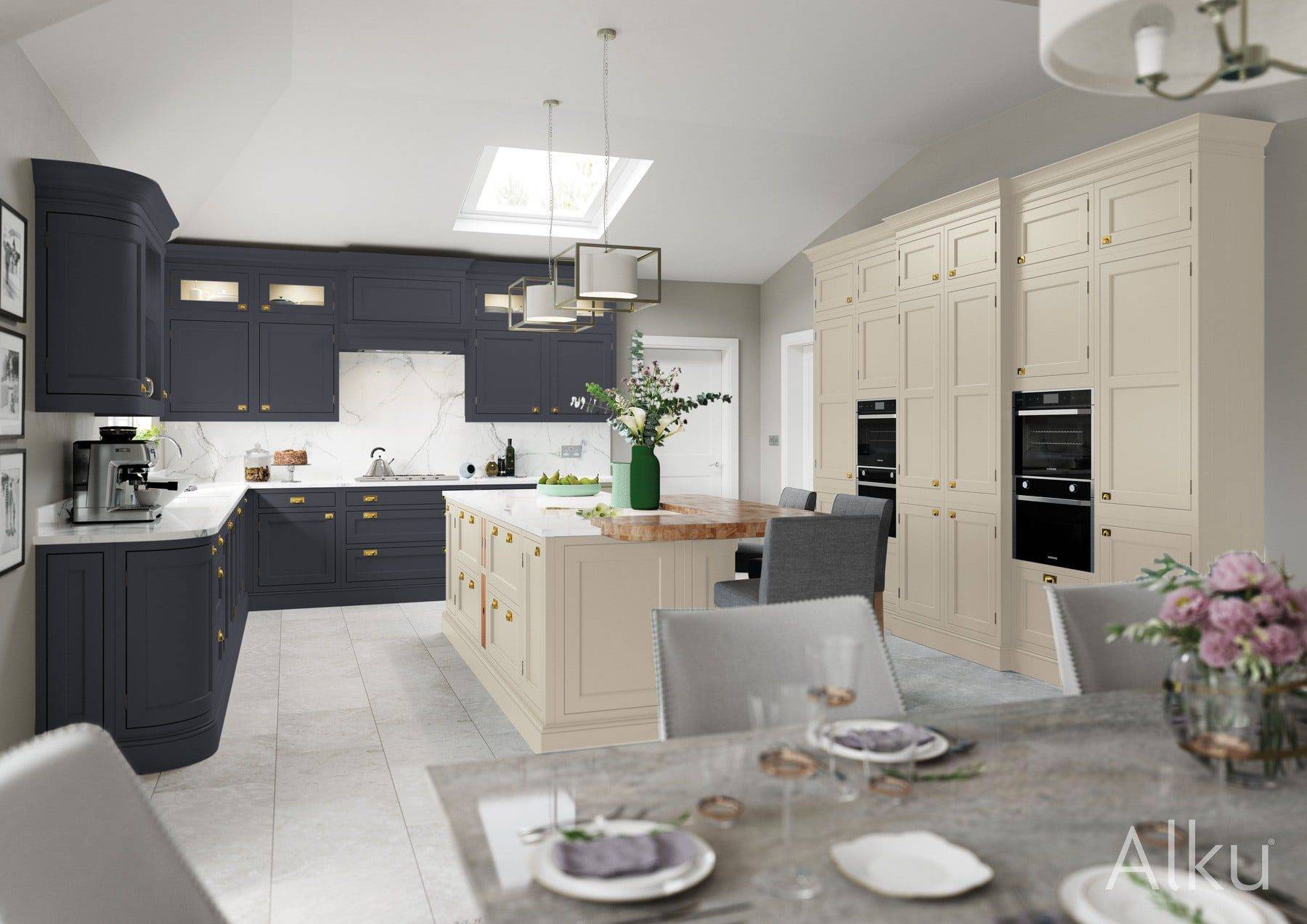 Alku Taupe Navy In Frame Kitchen | Rowe Fitted Interiors, Hoylake