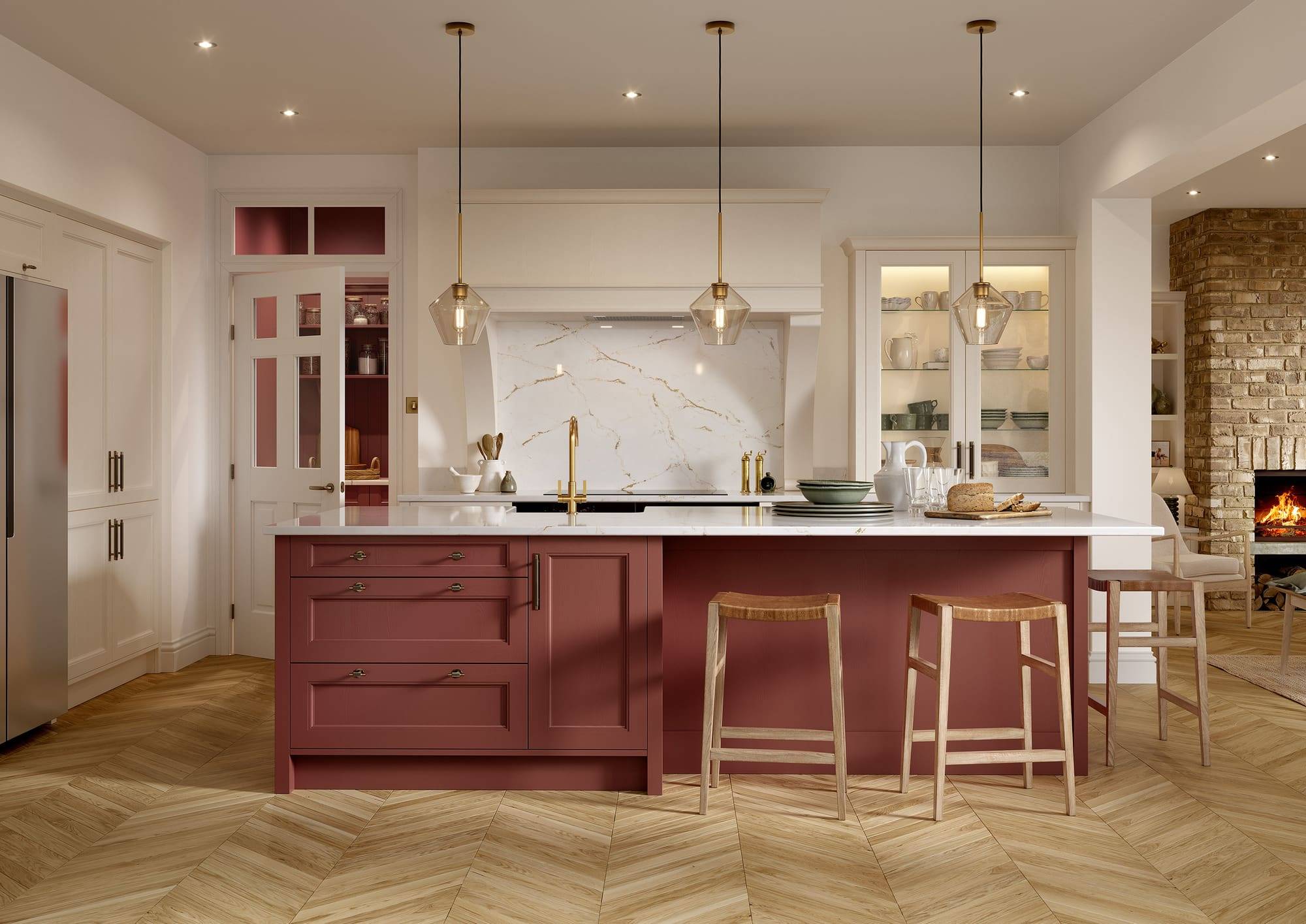 Lawrenson Shell and Antique Red Main Shot | Rowe Fitted Interiors