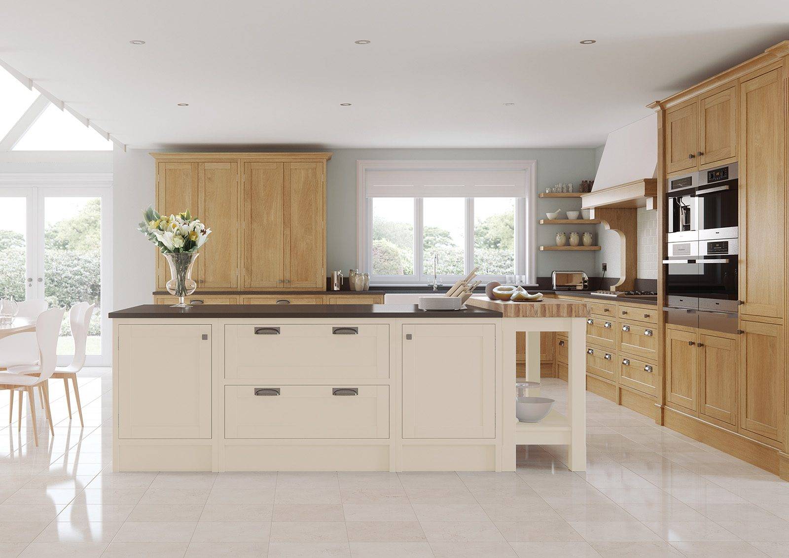 Aisling Wood In Frame L Shaped Kitchen | Rowe Fitted Interiors, Hoylake